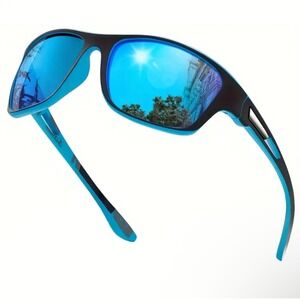 Blue Mirrored Lens Sunglasses Mens Womens Sport Driving‎ Fishing Performance New